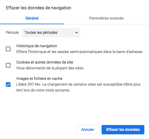 Effacer les données de navigation