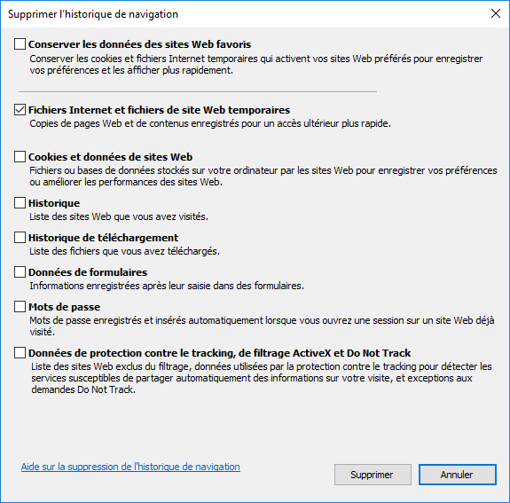 Supprimer l'historique de navigation