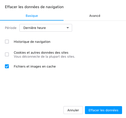 Effacer les données de navigation